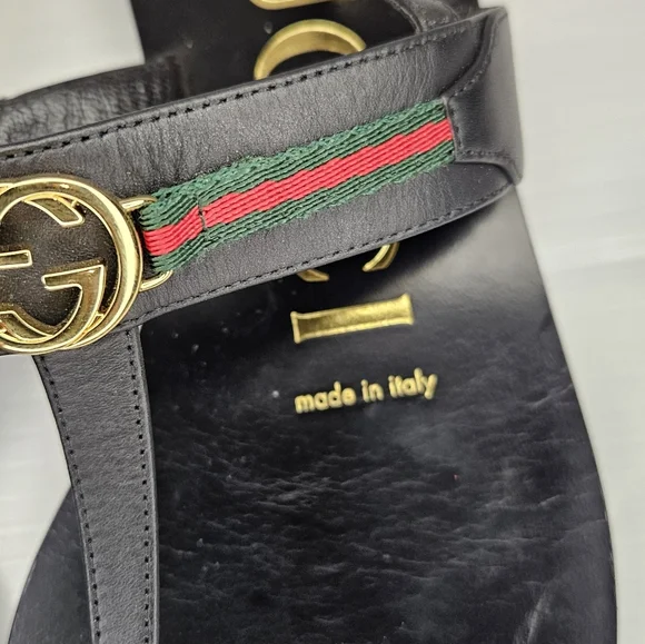 Gucci Interlocking G Web Sandals Black Women's Size 36.5 Designer Slide - Picture 6 of 13